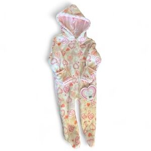 Little Beginnings Cozy Heart Print Hooded Onesie